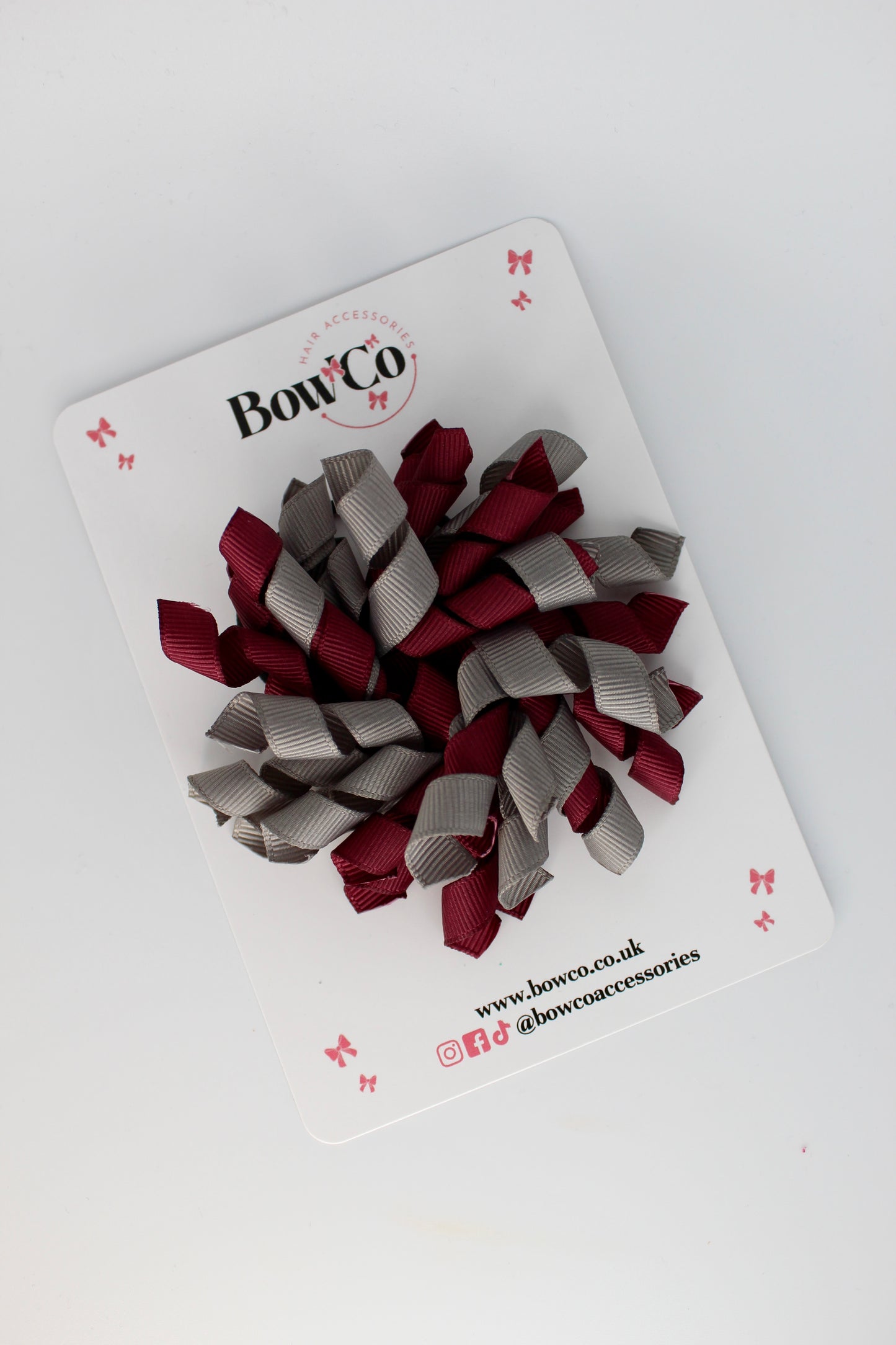 Corker Bow - Clip - Burgundy and Metal Grey