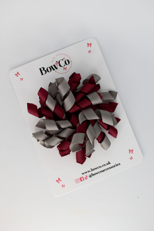 Corker Bow - Clip - Burgundy and Metal Grey