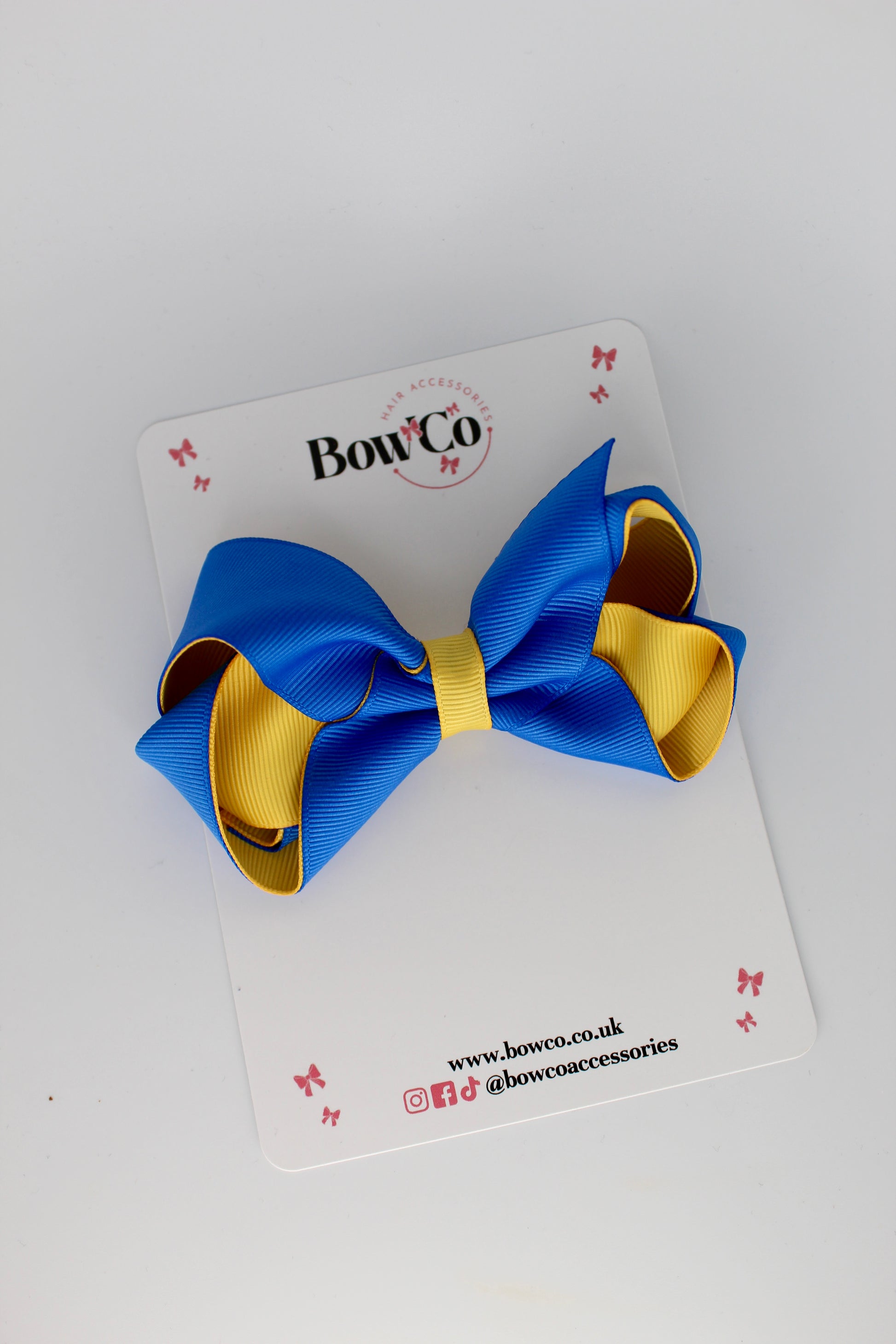 Loop Bow - Clip - Royal Blue and Yellow Gold