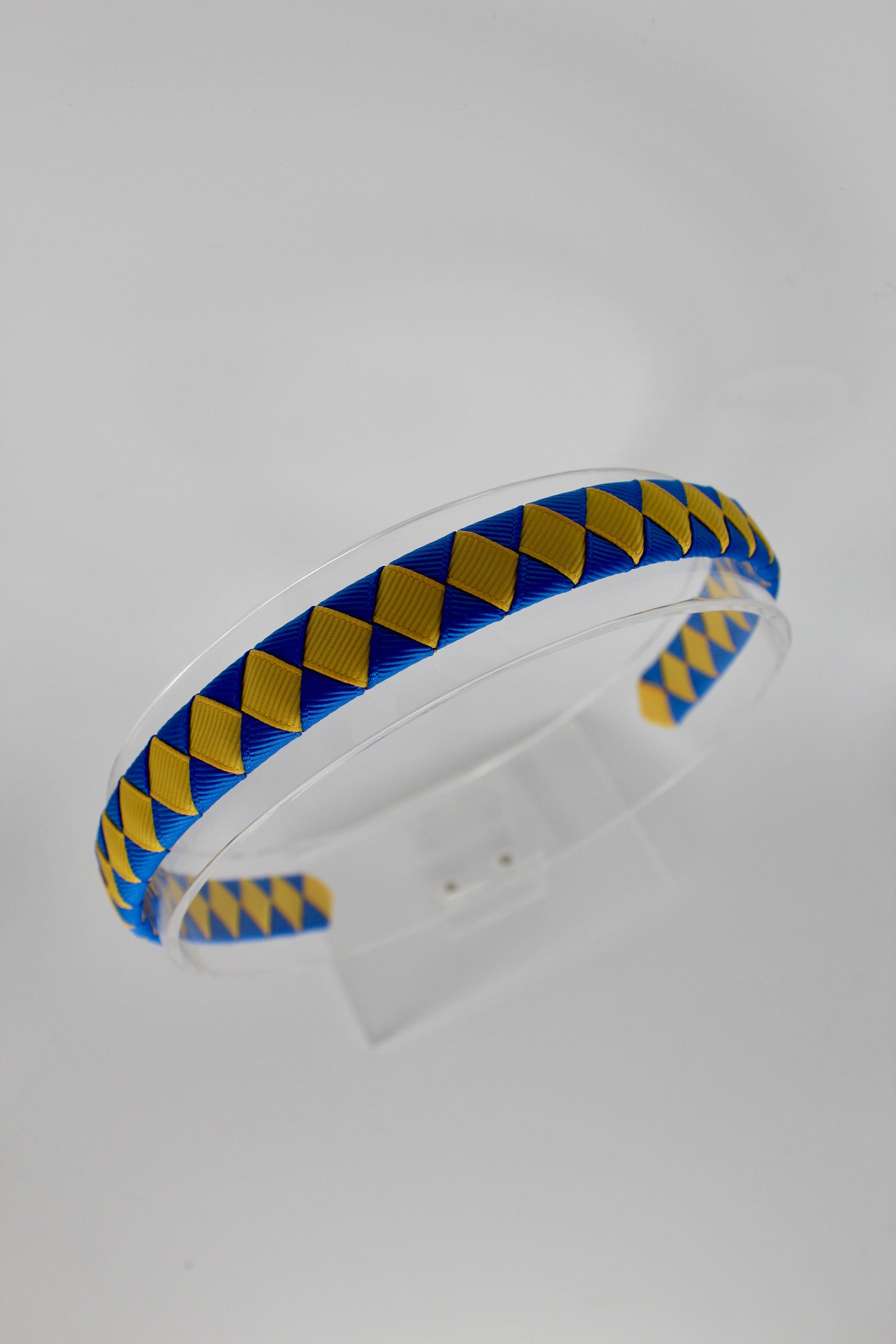 Pleated Royal Blue and Yellow Gold Hair Band