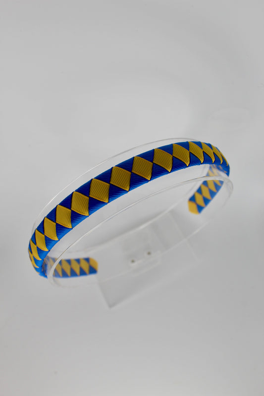 Pleated Royal Blue and Yellow Gold Hair Band