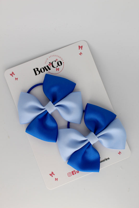 Royal Blue and Bluebell - Twist Bow Set - Elastic
