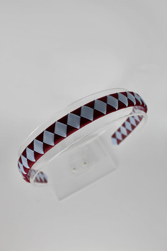 Pleated Burgundy and Bluebell Hair Band