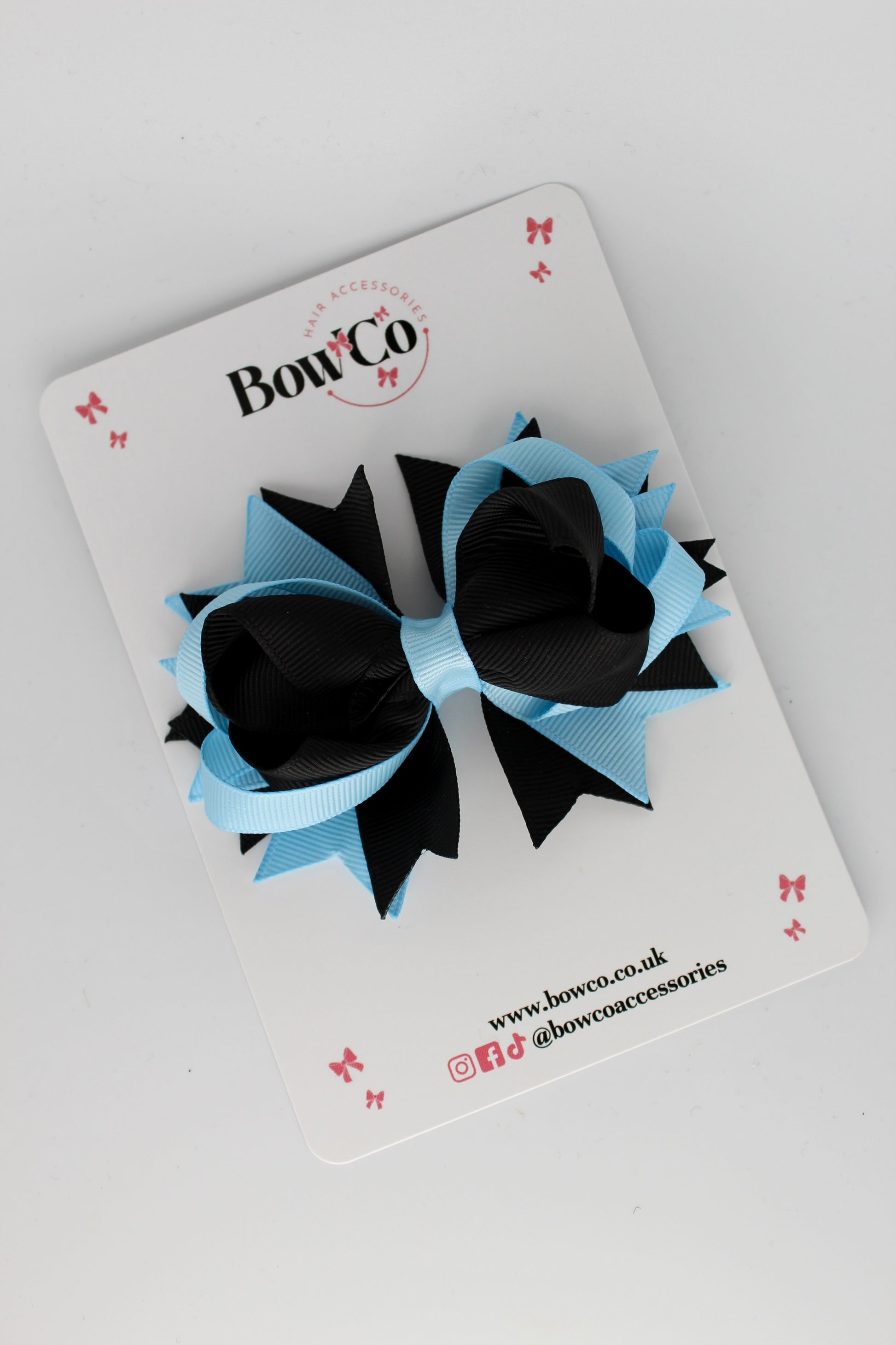 Black and Blue Topaz Loopy Stacked Bow