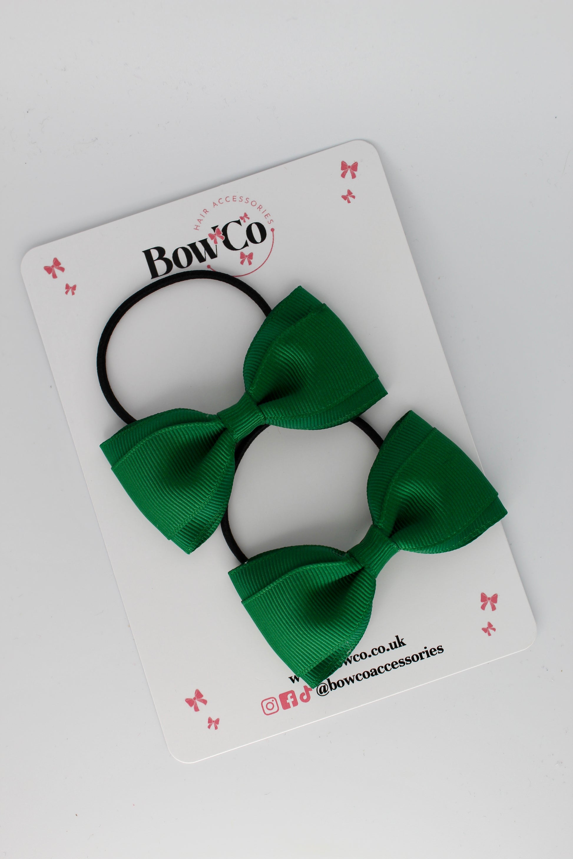 3 Inch Tuxedo Bow - Elastic - 2 Pack - Forest Green