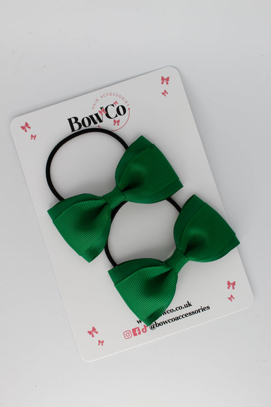 3 Inch Tuxedo Bow - Elastic - 2 Pack - Forest Green