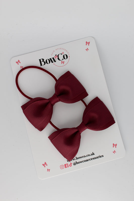 Burgundy - Tuxedo Bow Set - Elastic