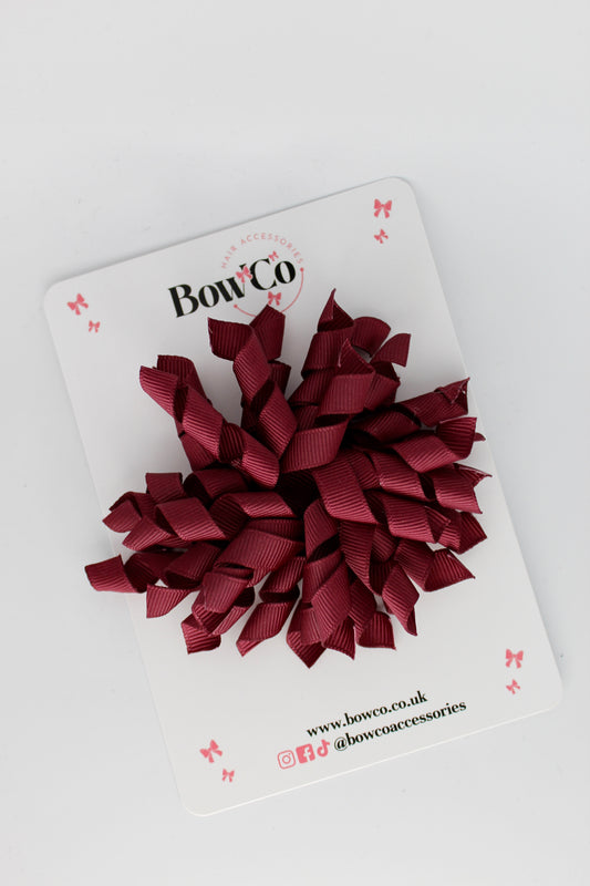 3.5 Inch Corker Bow Clip - Burgundy