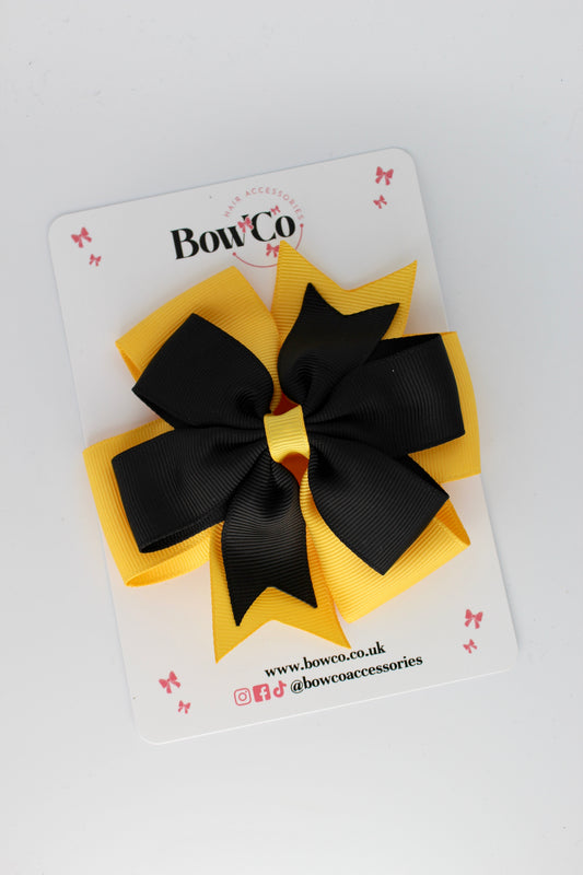 Pinwheel Bow Clip - Black and Yellow