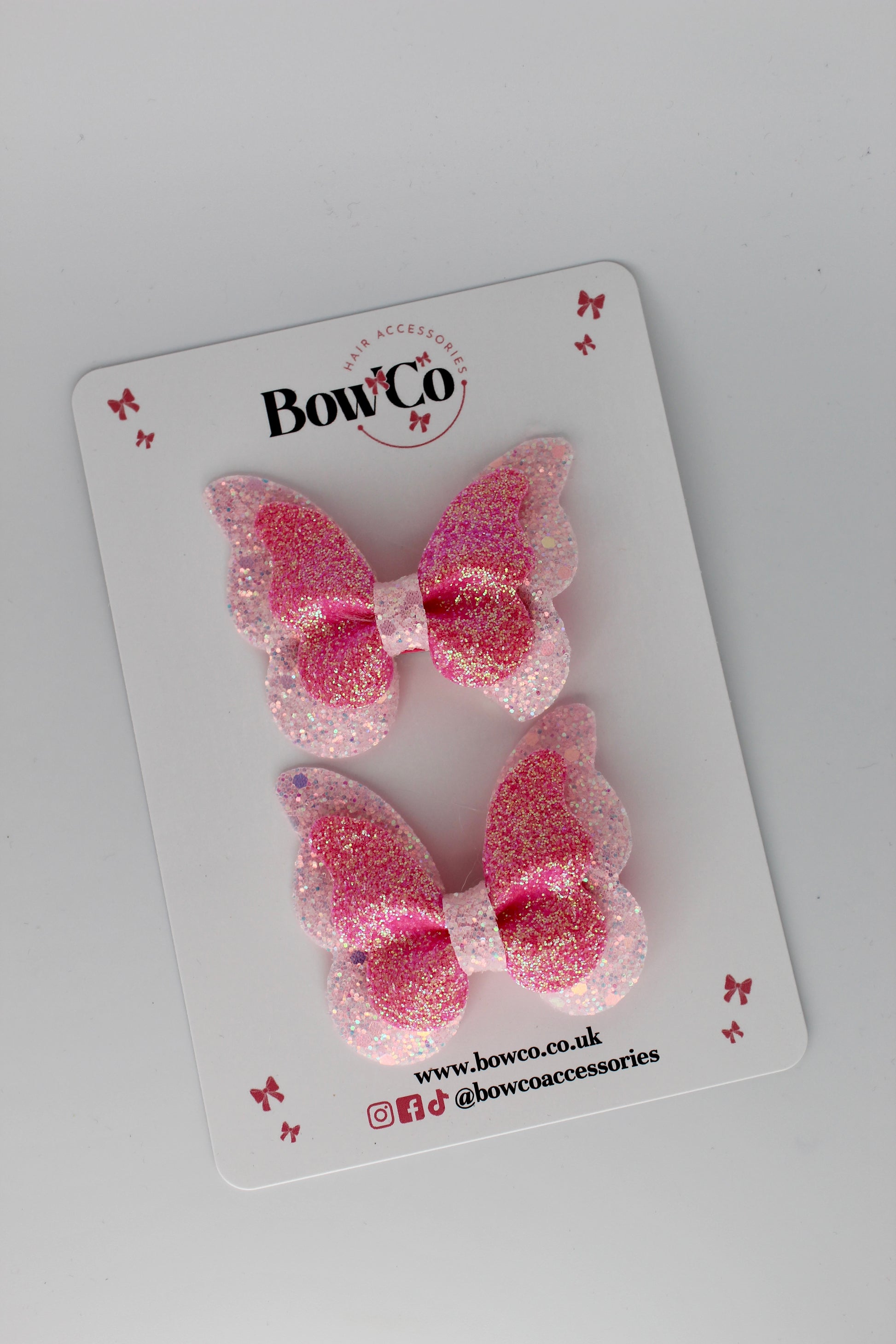 Butterfly Pink Glitter - 2 Pack - Clips