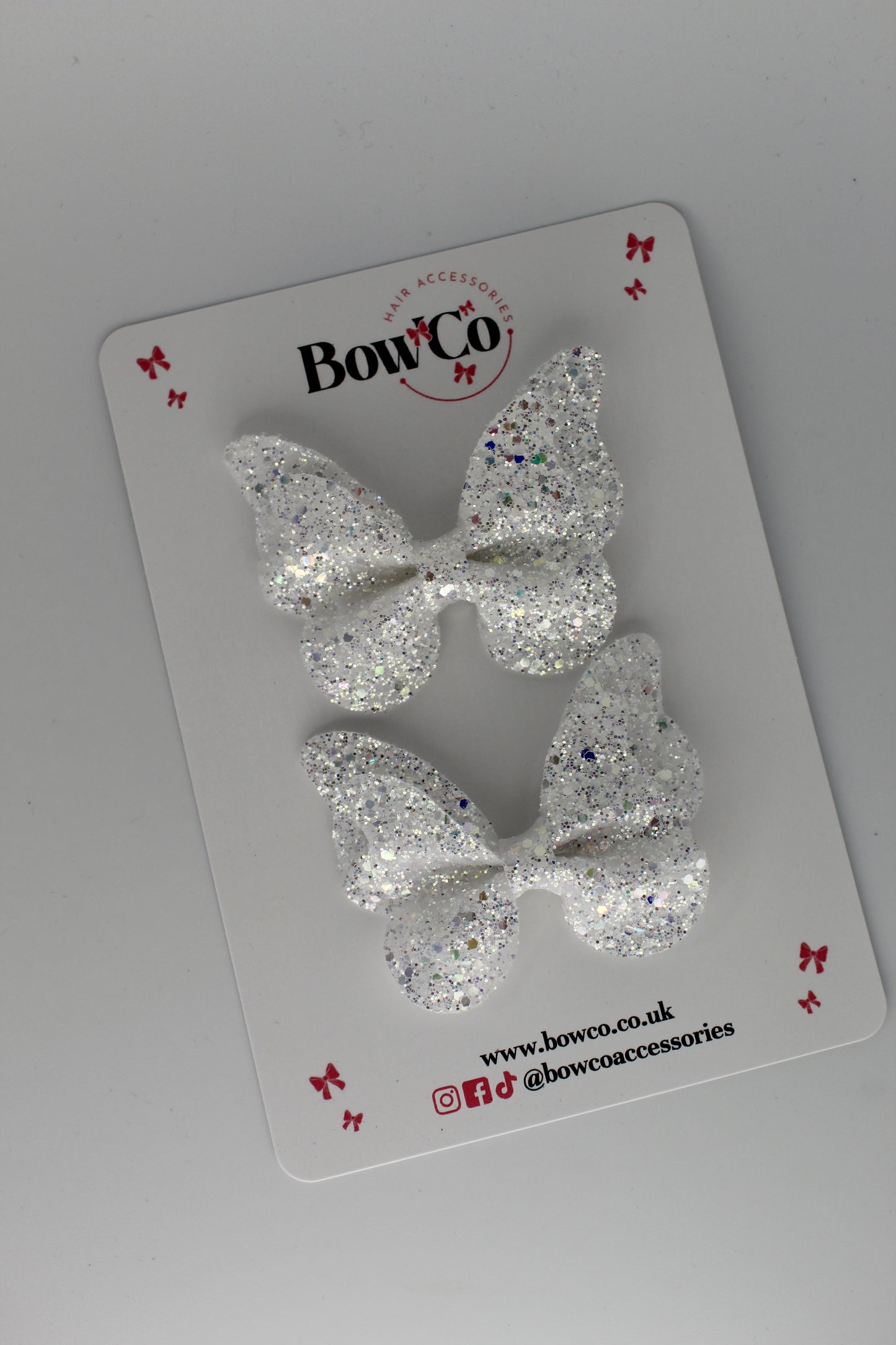 Butterfly Silver Glitter - 2 Pack - Clips