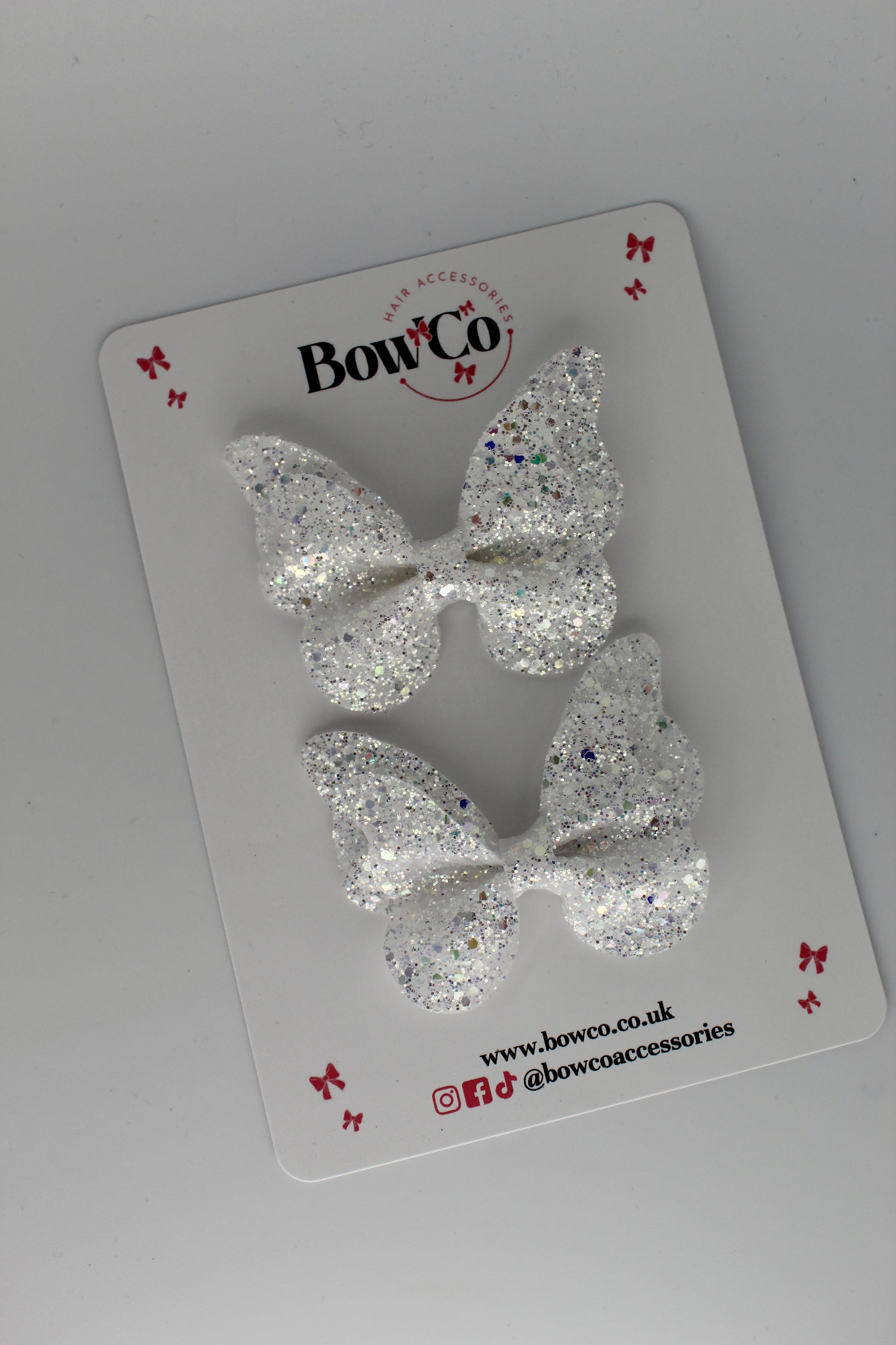Butterfly Silver Glitter - 2 Pack - Clips