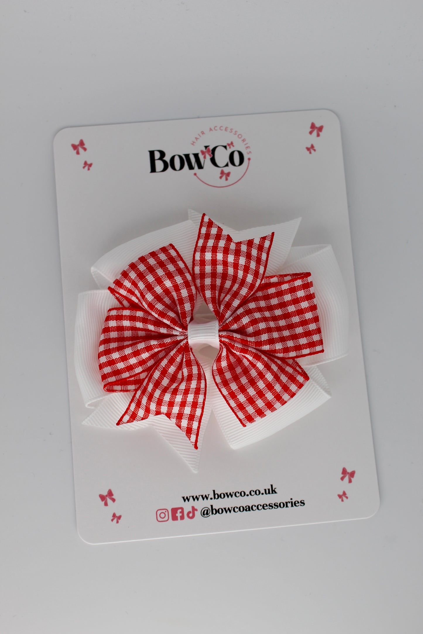 Pinwheel Bow - Red Gingham - Clip