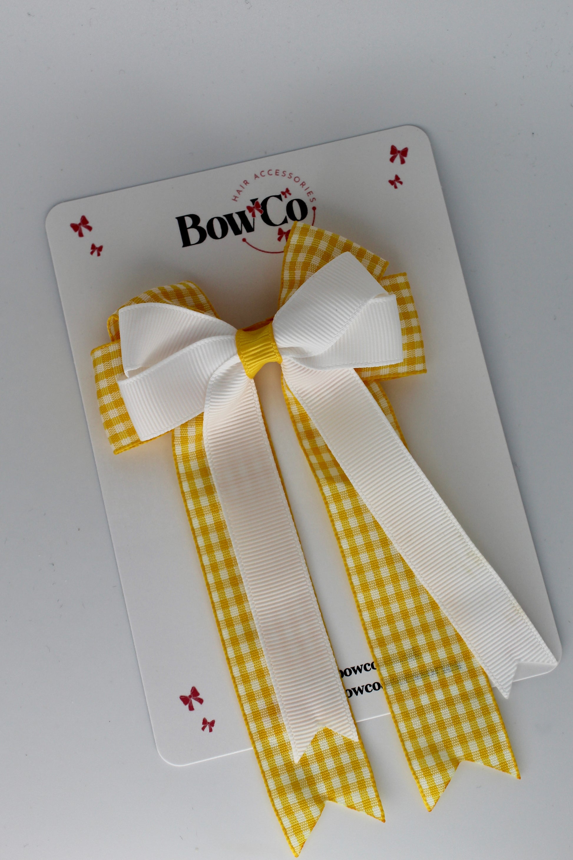 3.5 Inch Loop Bow Clip - Yellow Gingham