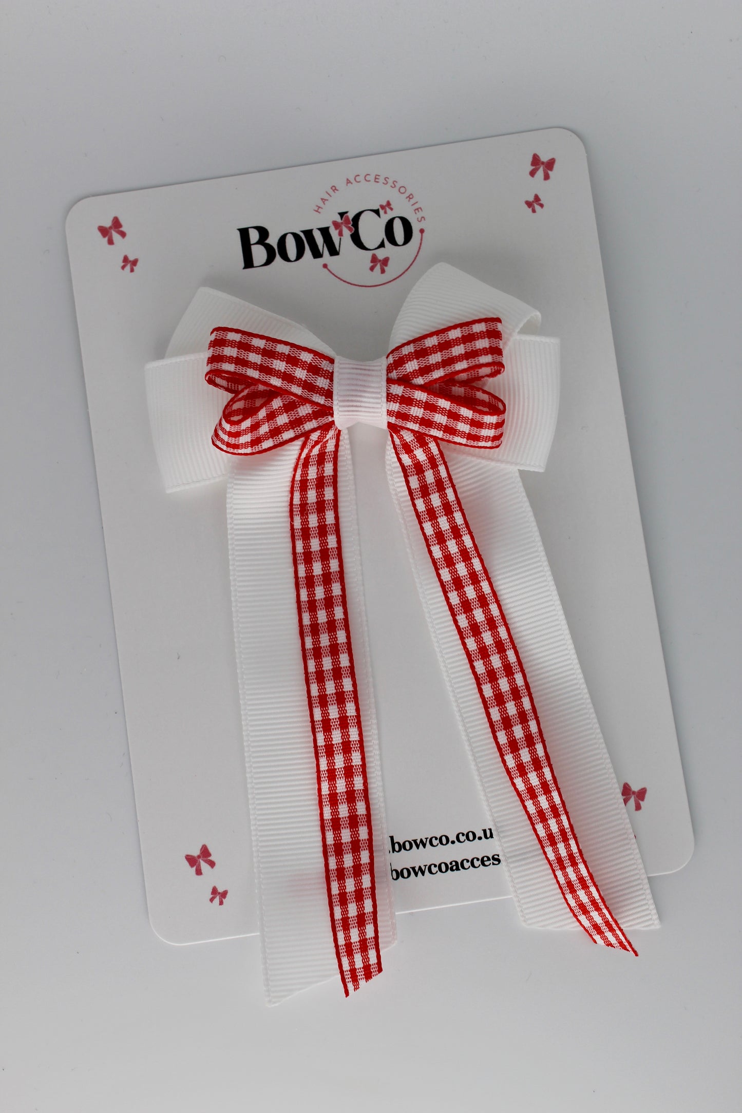 3.5 Inch Loop Bow Clip - Red Gingham