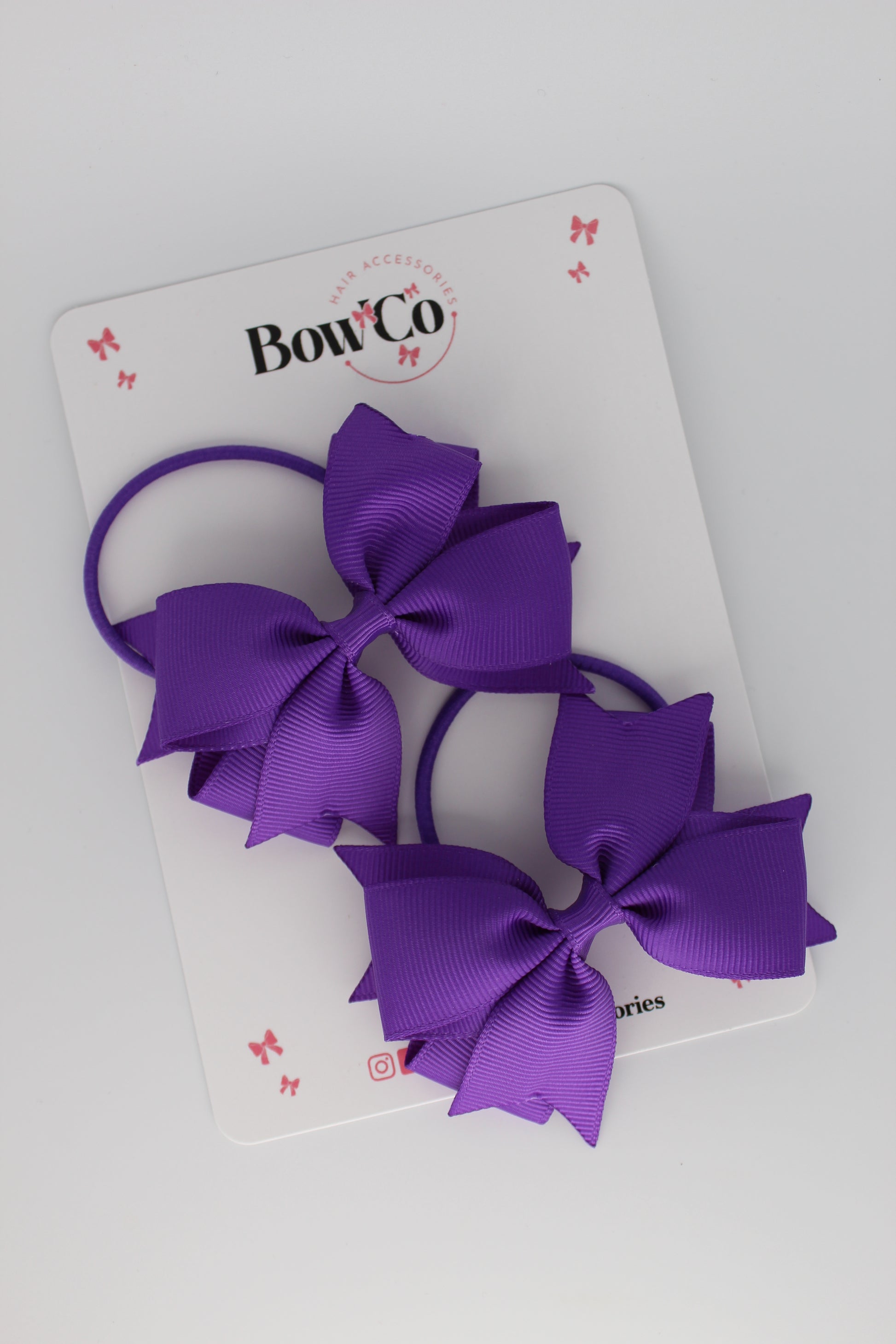Purple - Layer Tail Bow Set - Elastic