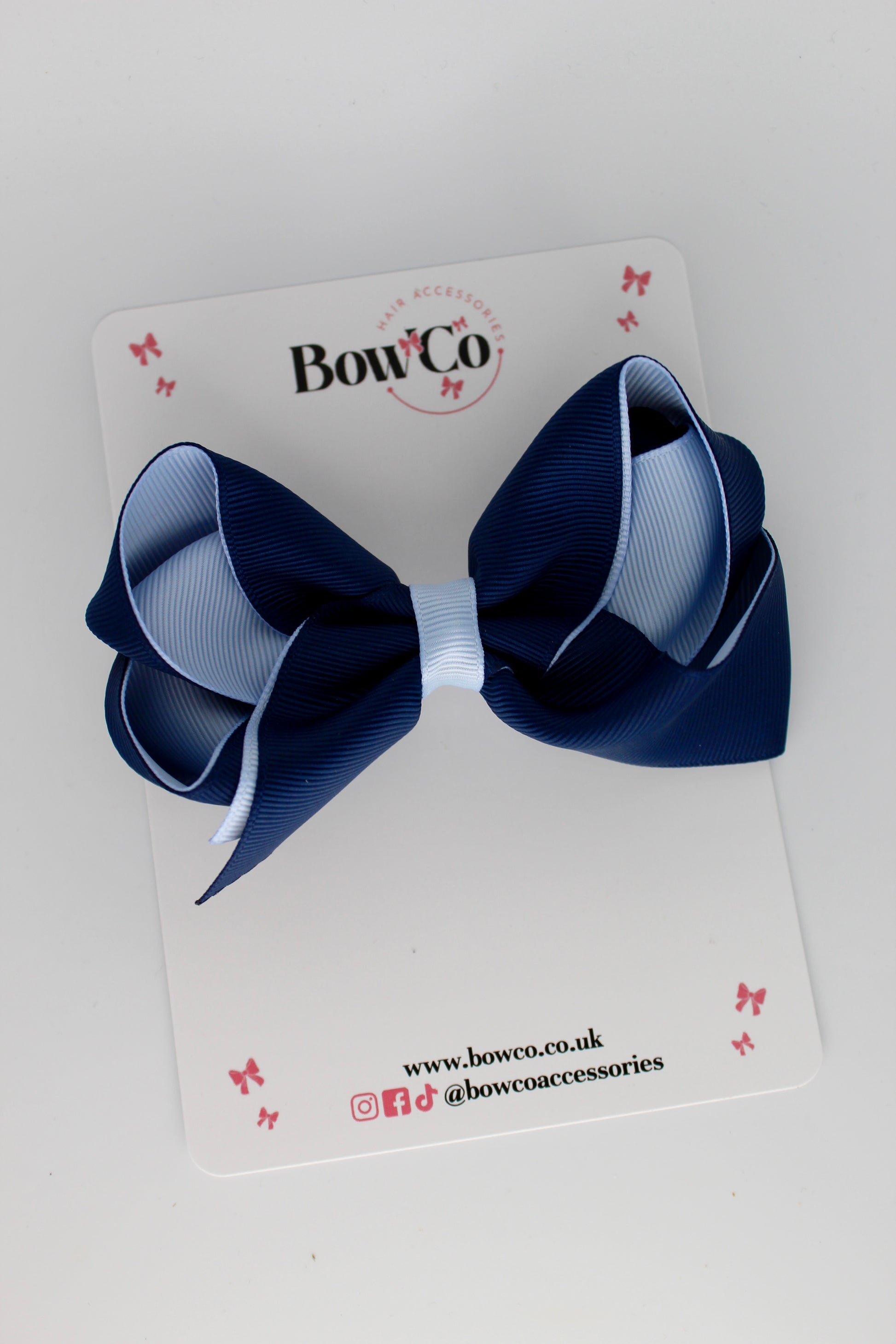 Loop Bow - Clip - Navy Blue and Bluebell