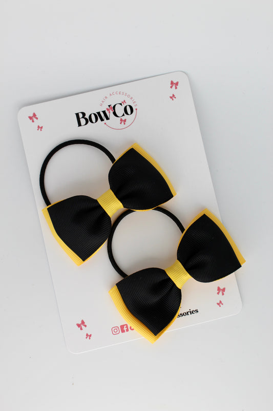 Black and Yellow Gold - Double Lapel Bow Set - Elastic - M/L