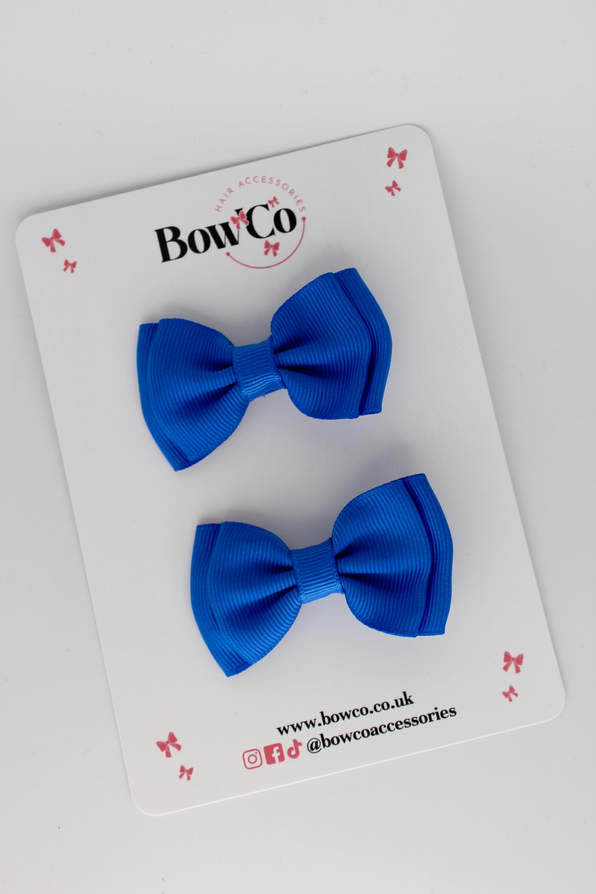 Double Lapel Bow Set - Clip - Royal Blue