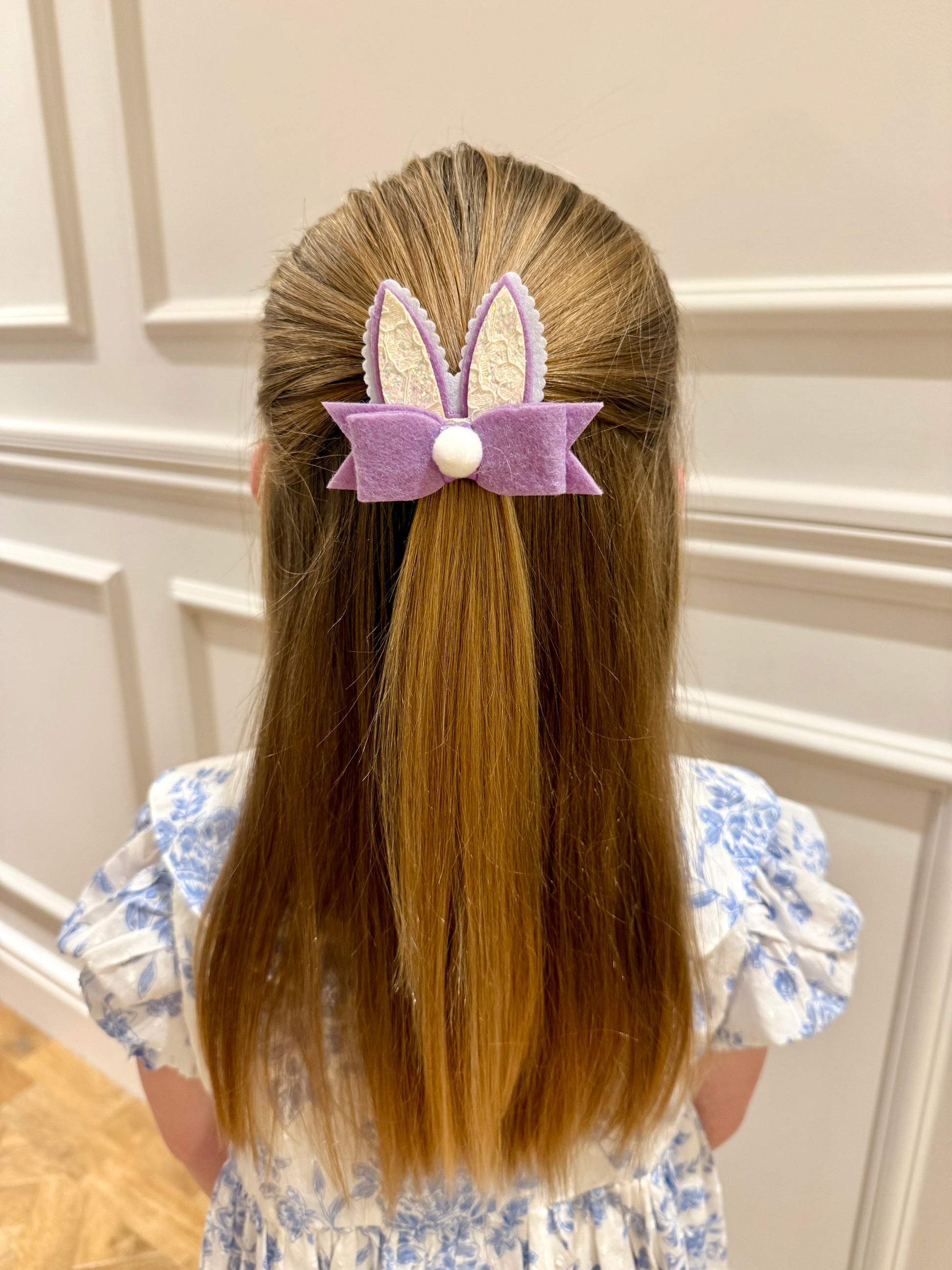 Lace Lilac Bunny Tails - Clip
