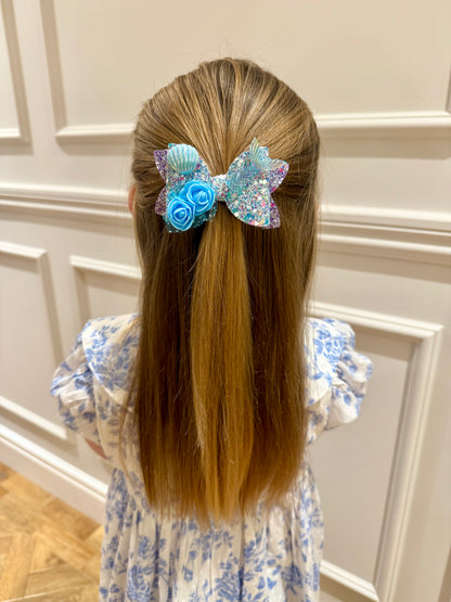 Silver Mermaid Bow Hair Clip – 3.5 Inches