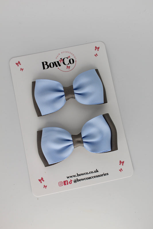 Bluebell and Metal Grey - Double Lapel Set - Clip
