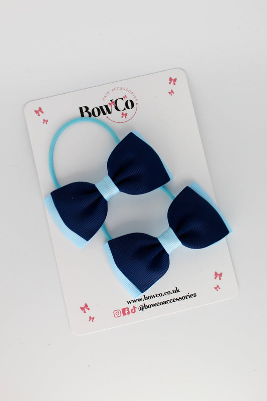 Navy and Blue Topaz - Double Lapel Set - Elastic