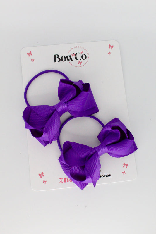 Purple - Ruffle Bow Set - Elastic