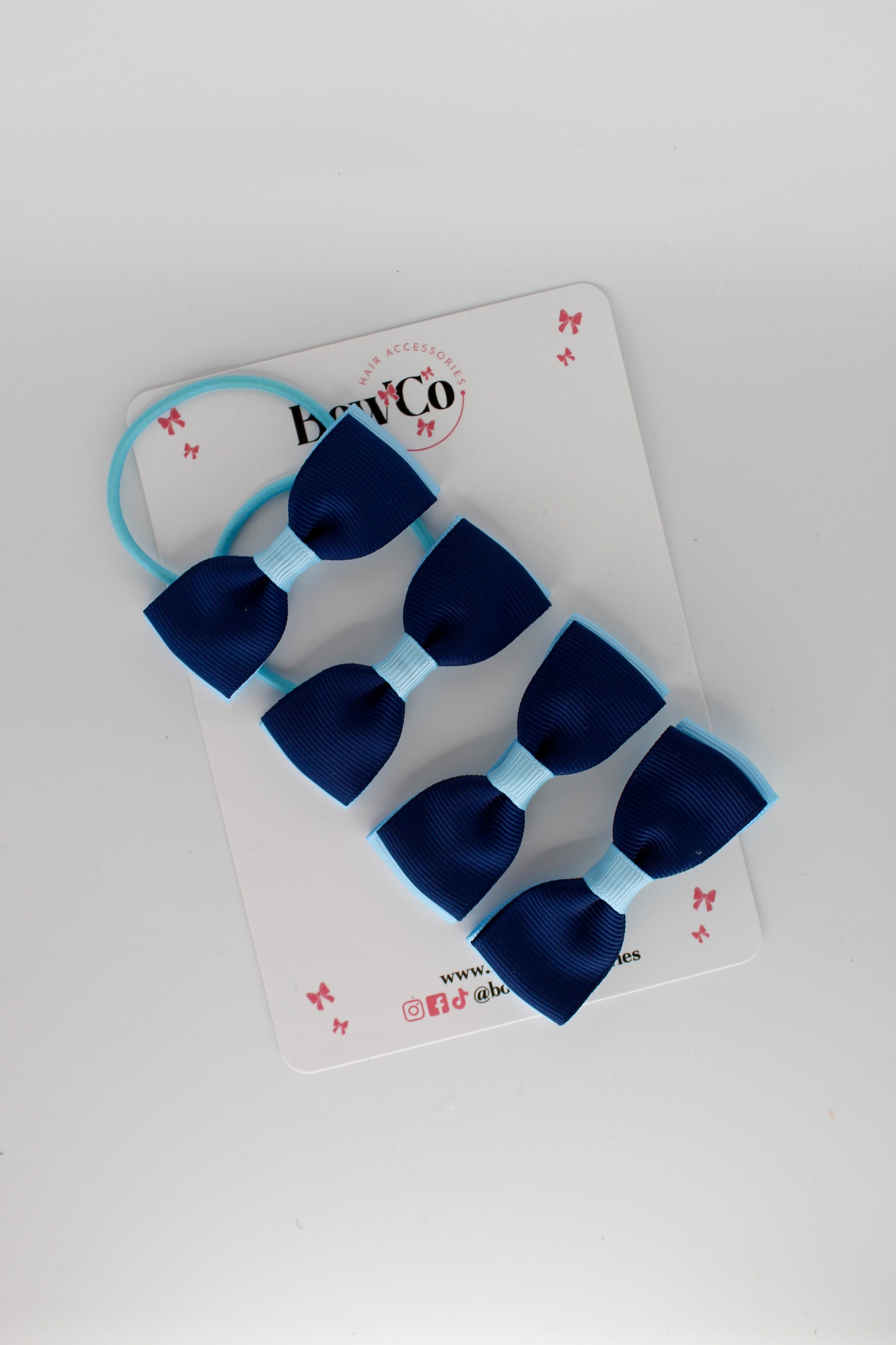 Layer Bow - 4 Bow Pack Bundle - Navy Blue and Blue Topaz