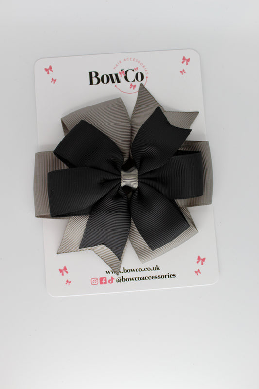 Pinwheel Bow Clip - Black and Metal Grey