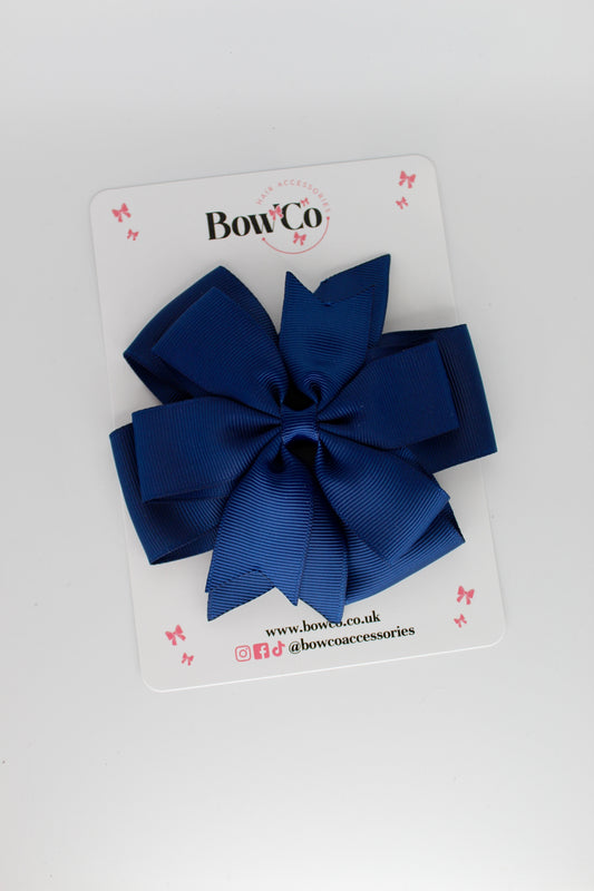 Pinwheel Bow Clip - Navy Blue