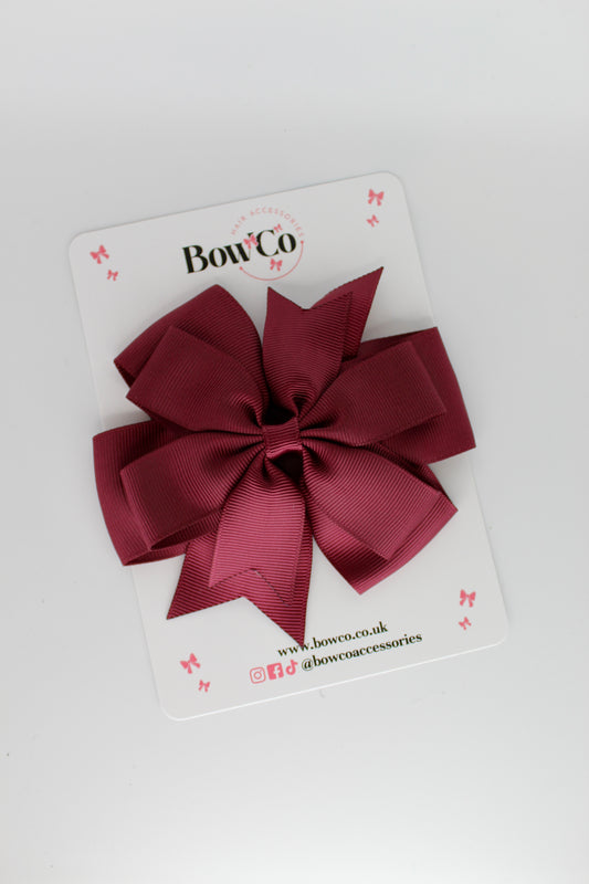 Pinwheel Bow Clip - Burgundy
