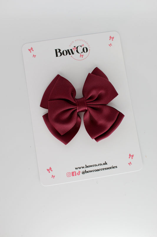 3 Inch Layer Edge Bow - Clip - Burgundy