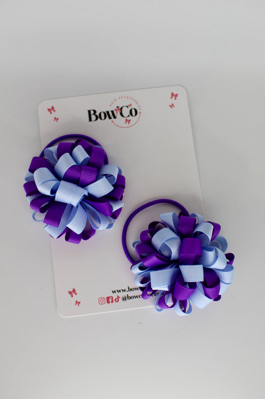 Purple and Bluebell - Pom Pom Bow Set