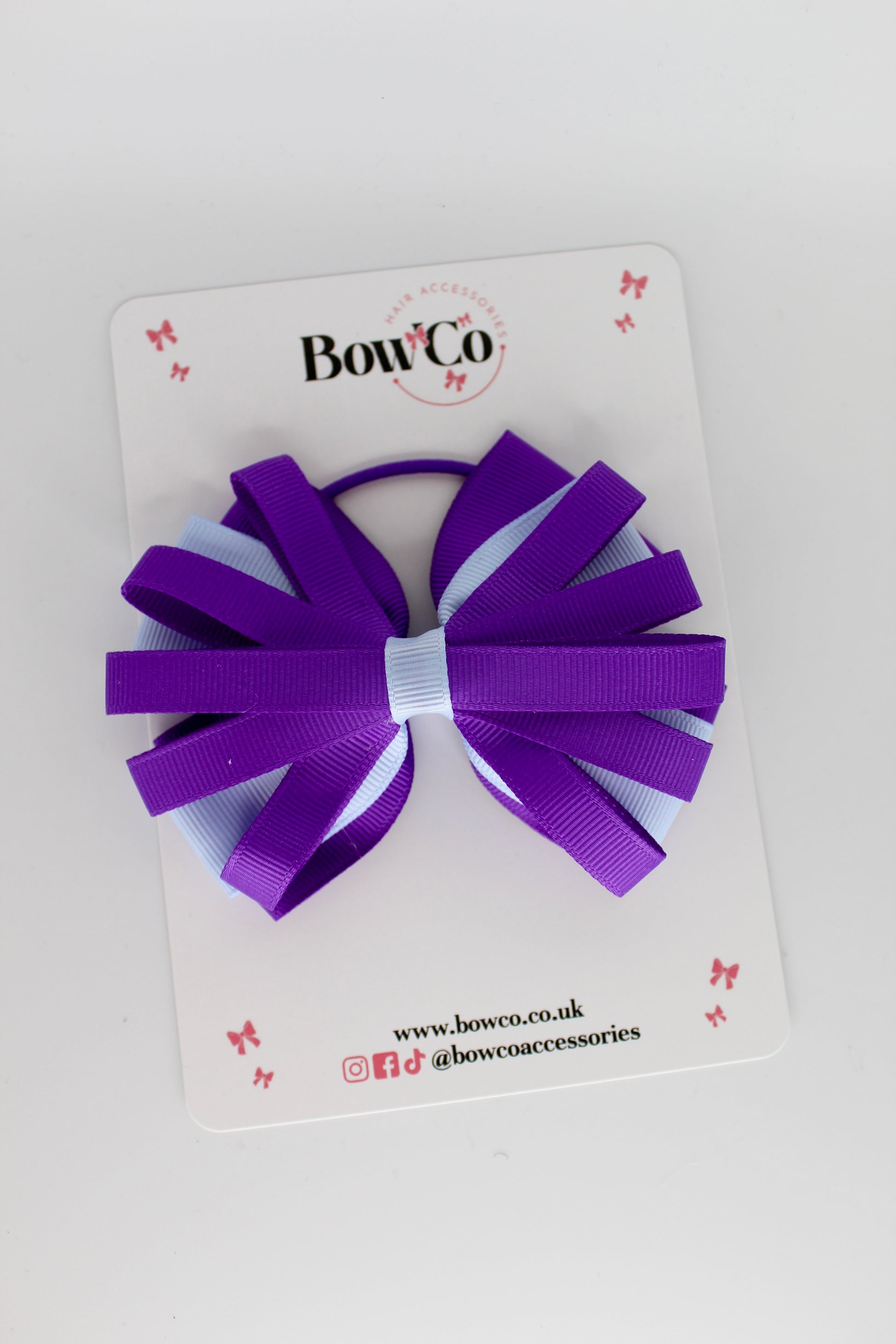 Purple and Bluebell - Spiral Bow - Elastic Band