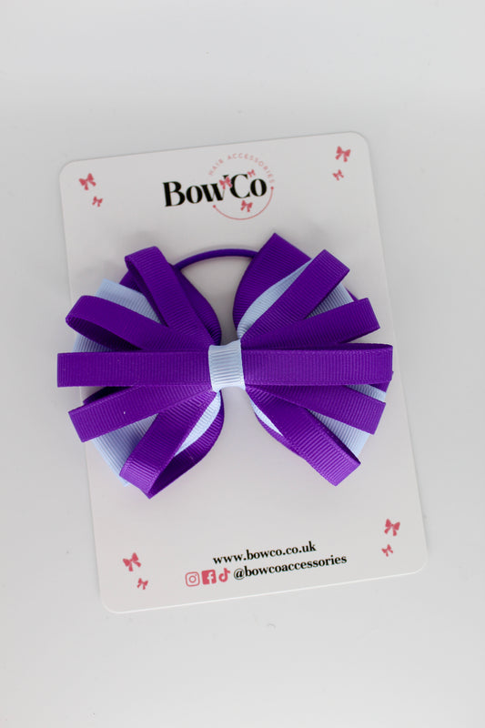 Purple and Bluebell - Spiral Bow - Elastic Band