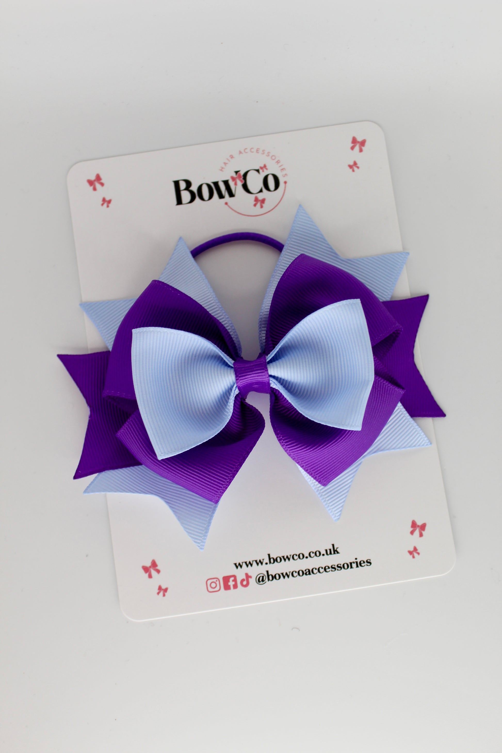 Purple and Bluebell - Layer Bow - Elastic
