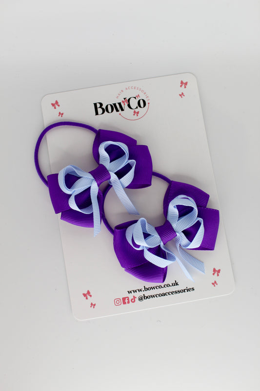 Purple and Bluebell - Double Bow Set - Elastic