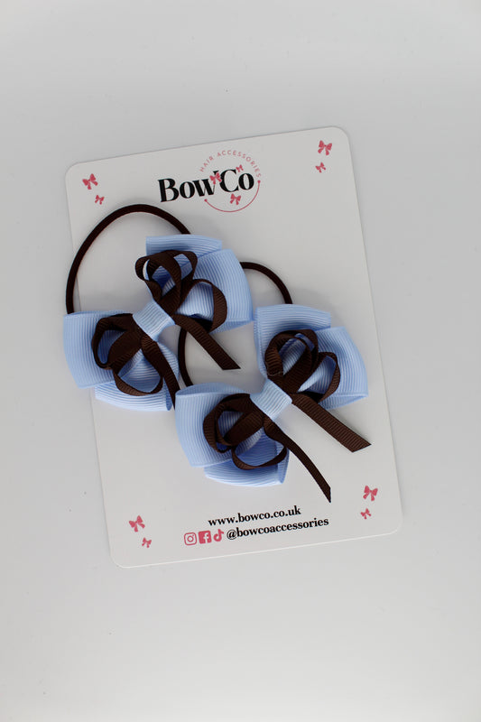Bluebell and Brown - Double Bow Set - Elastic