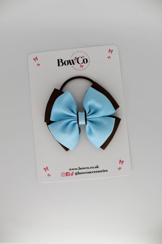 Layer Edge Bow - Clip - Blue Topaz and Brown