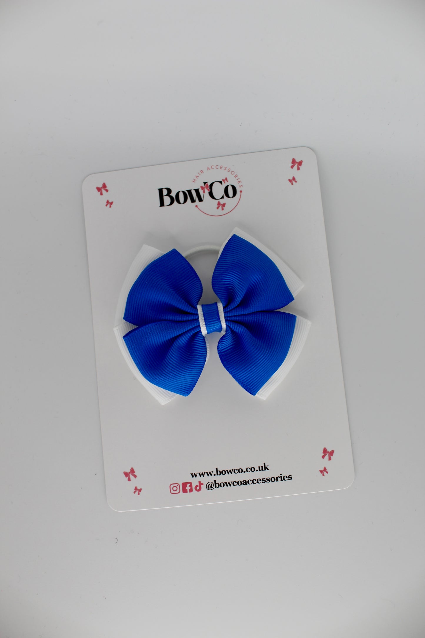 Layer Edge Bow - Clip - Royal Blue and White