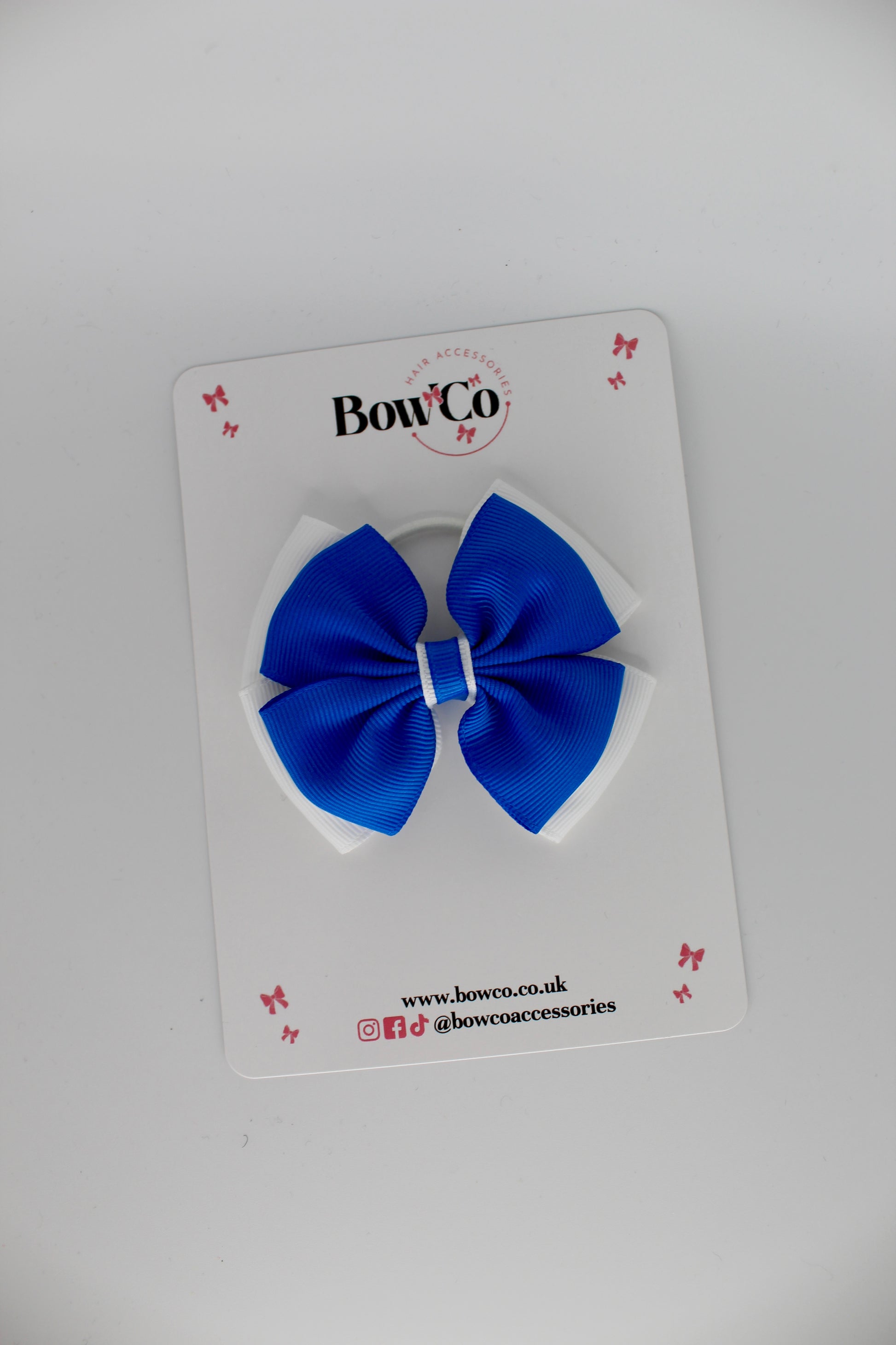 Layer Edge Bow - Clip - Royal Blue and White