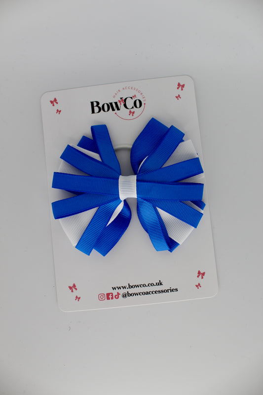 Spiral Bow - Elastic - Royal Blue and White