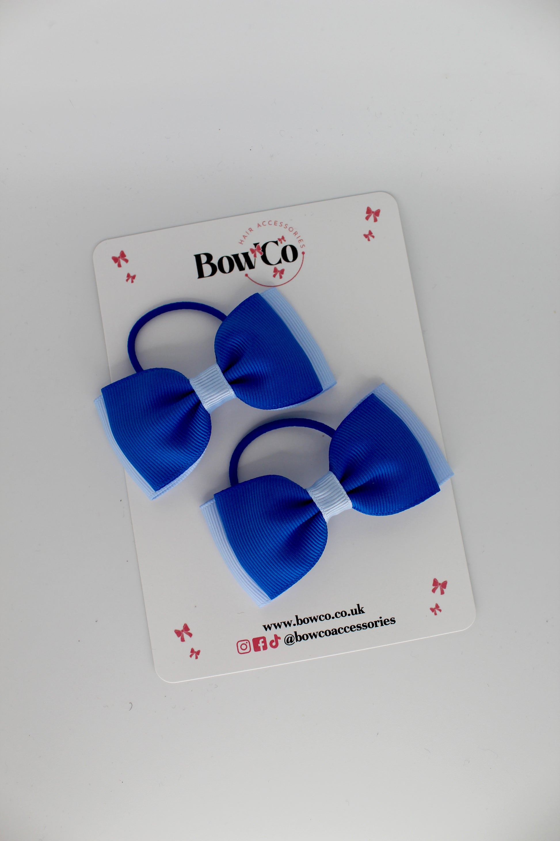 Royal Blue and Bluebell - Double Lapel Bow Set - Elastic