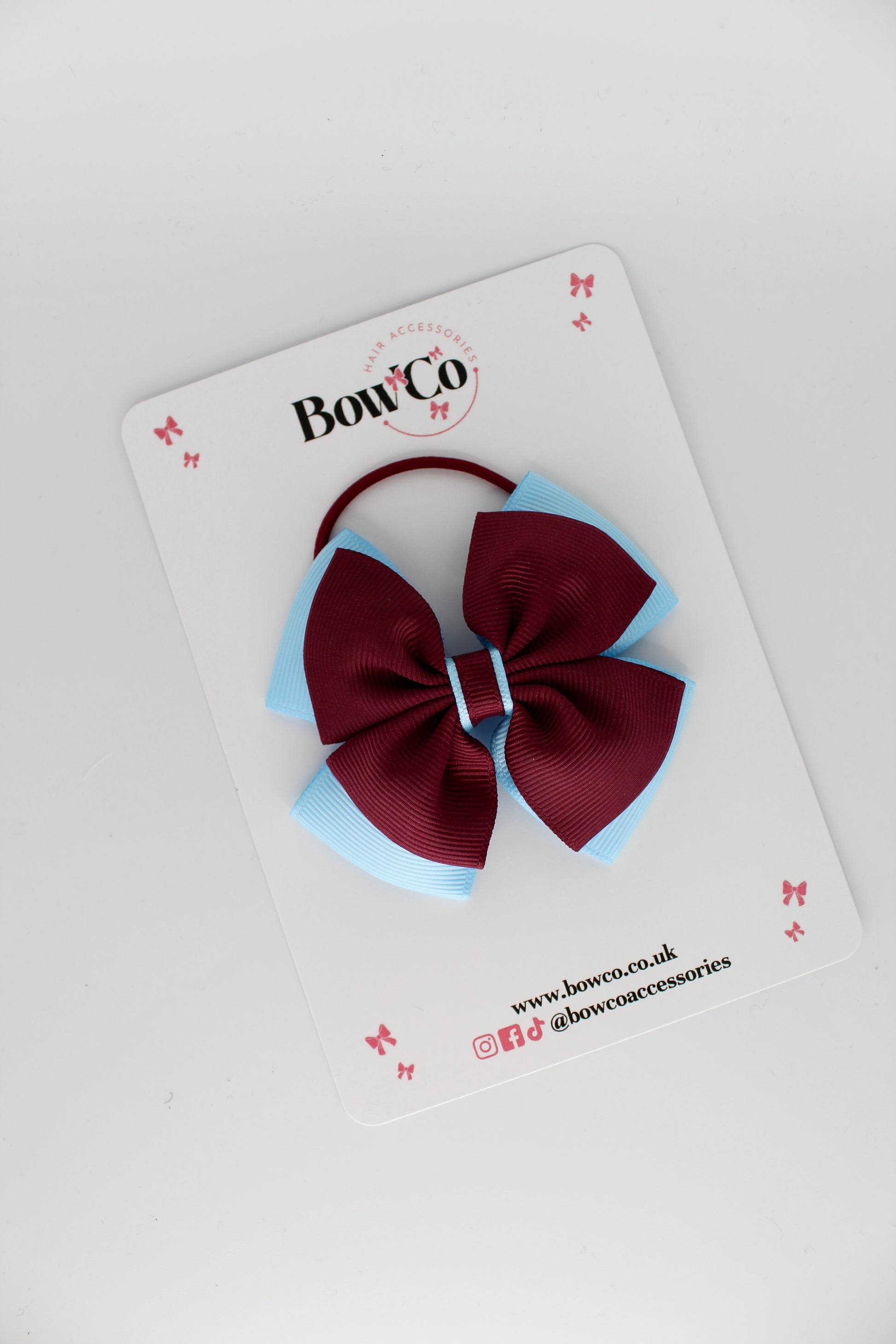 Layer Edge Bow - Elastic - Burgundy and Blue Topaz