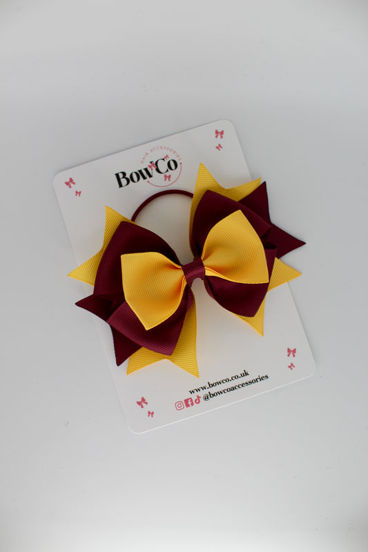 Layer Bow Set - Elastic - Burgundy and Yellow Gold