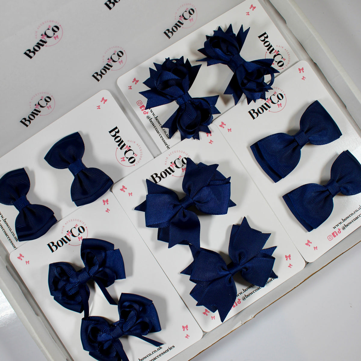 School Bundle 10 Bows - 5 Matching Pairs - Navy