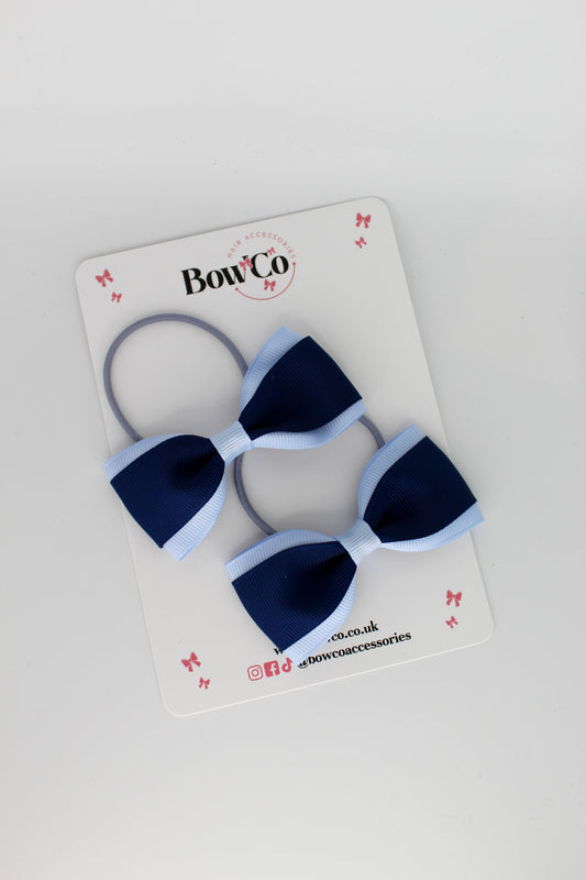 Navy and Bluebell - Tuxedo Bow Set - Elastic