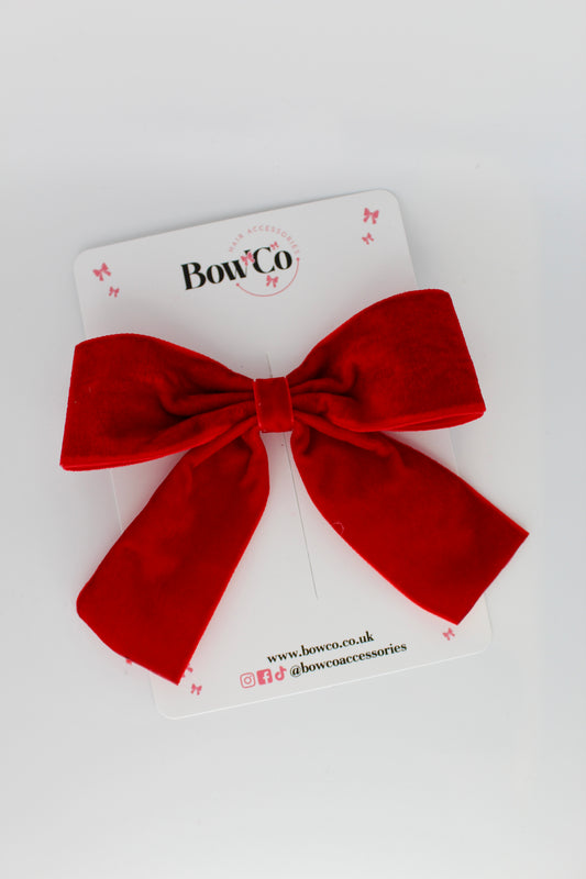 Red Velvet Loop Bow 5 Inches