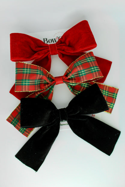 Trio of Bows - Red, Black and Tartan